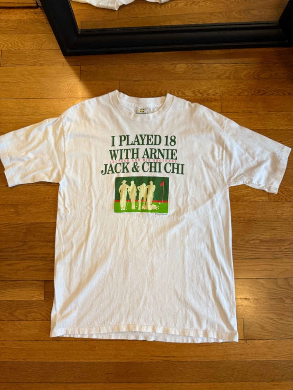 White Graphic Golf T-Shirt "I Played 18 with Arnie"